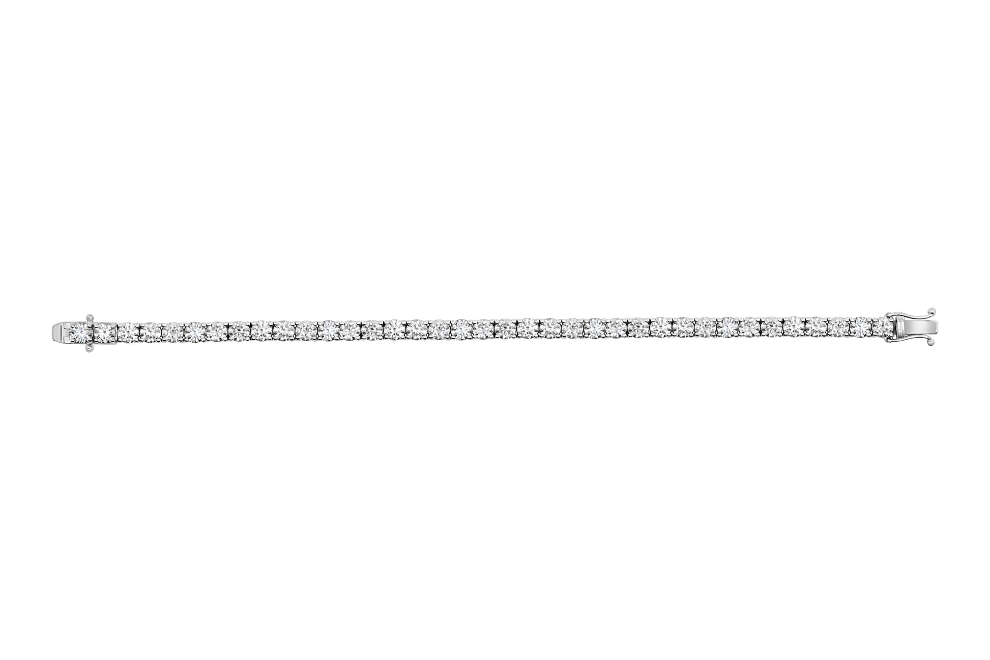 White gold diamond tennis bracelet on a white background