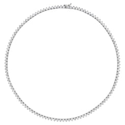 White gold tennis necklace on a white background
