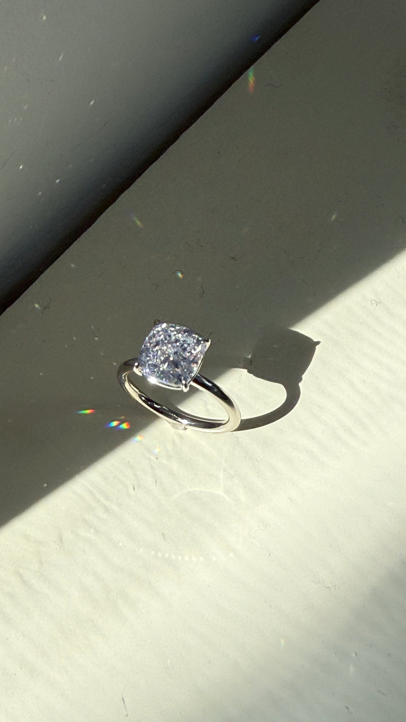 4CT SQUARE CUSHION DIAMOND RING