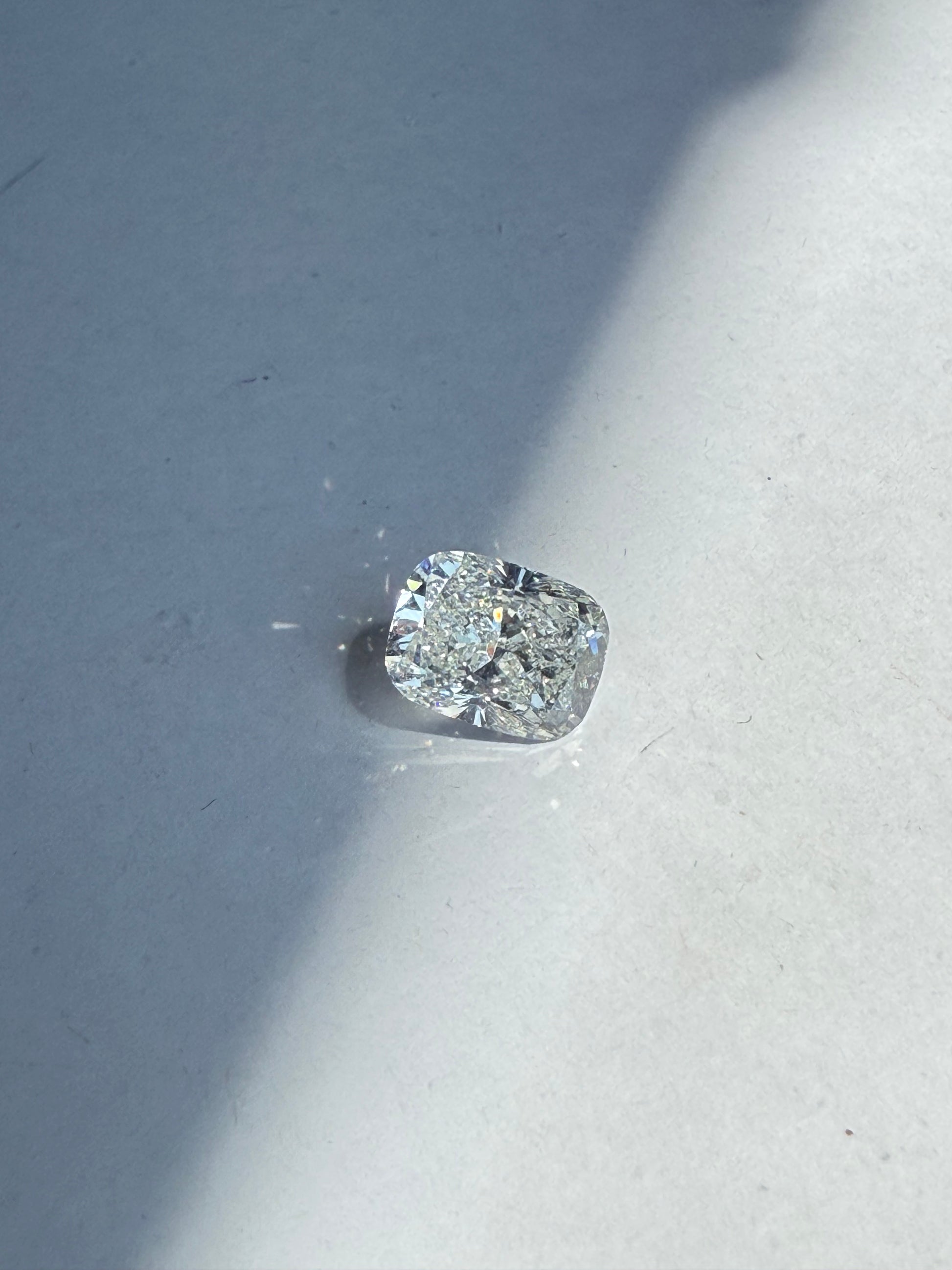 zoom in of a 5ct natural cushion diamond
