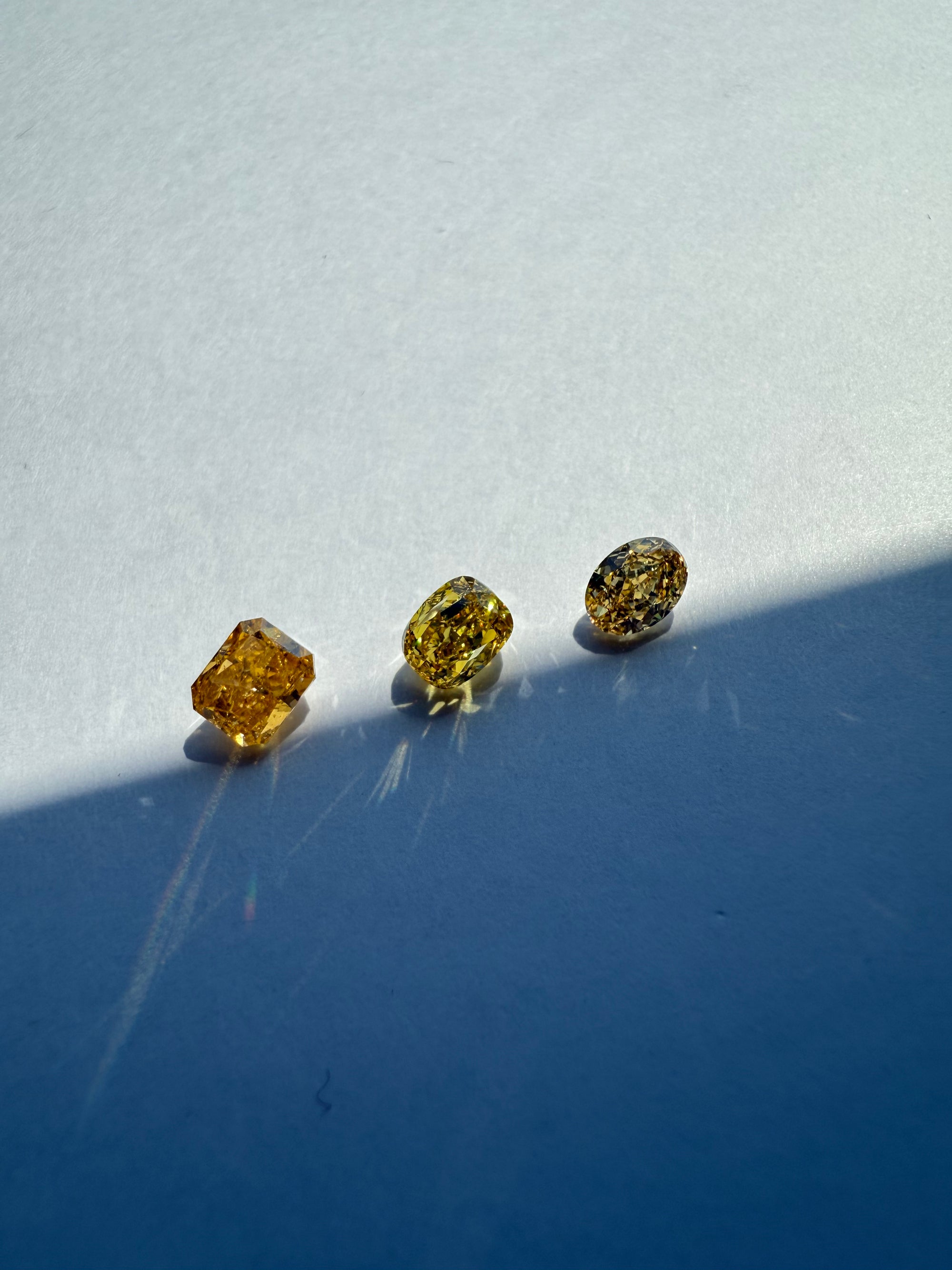 close up of yellow diamonds