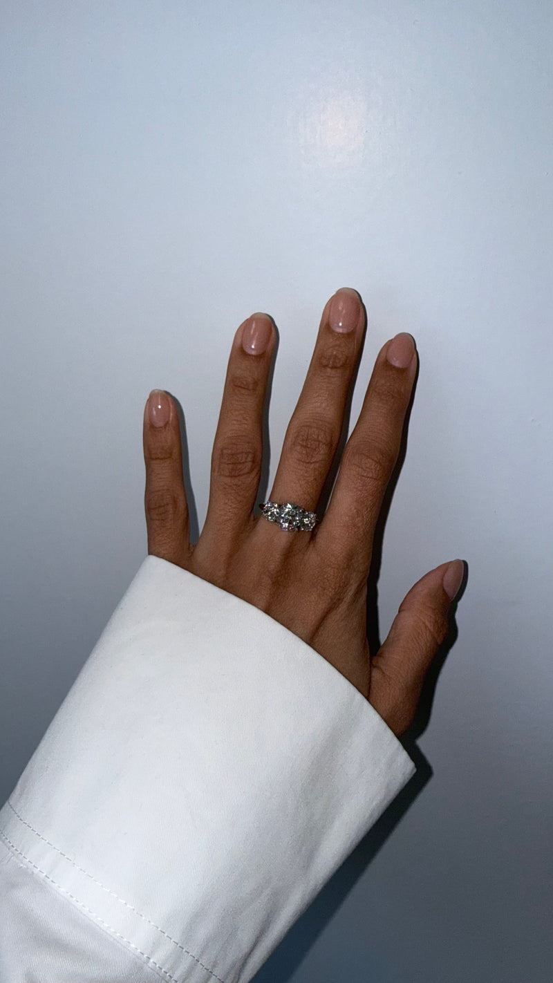 OLD EUROPEAN CUT THREE STONE RING