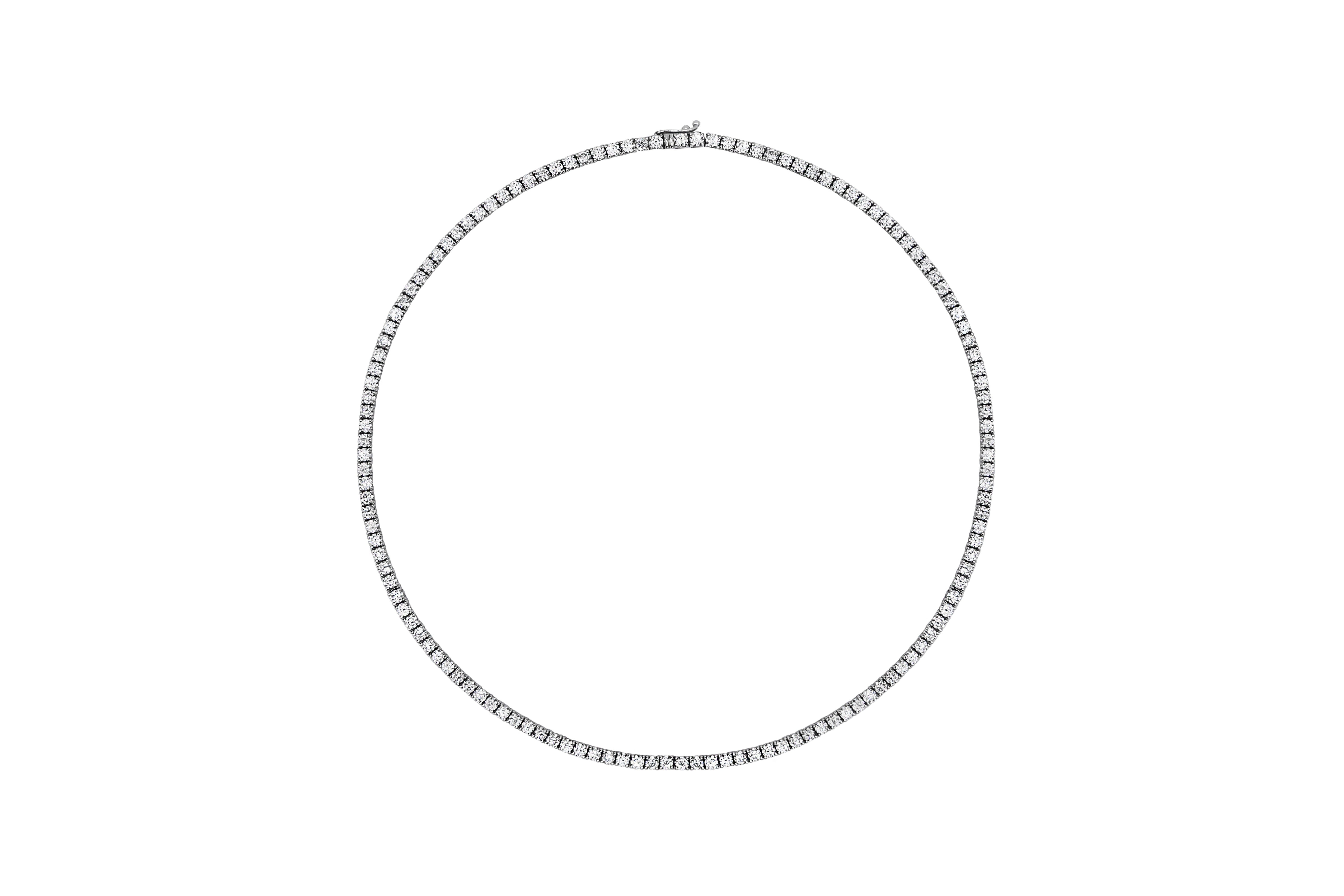 Diamond tennis necklace on a white background