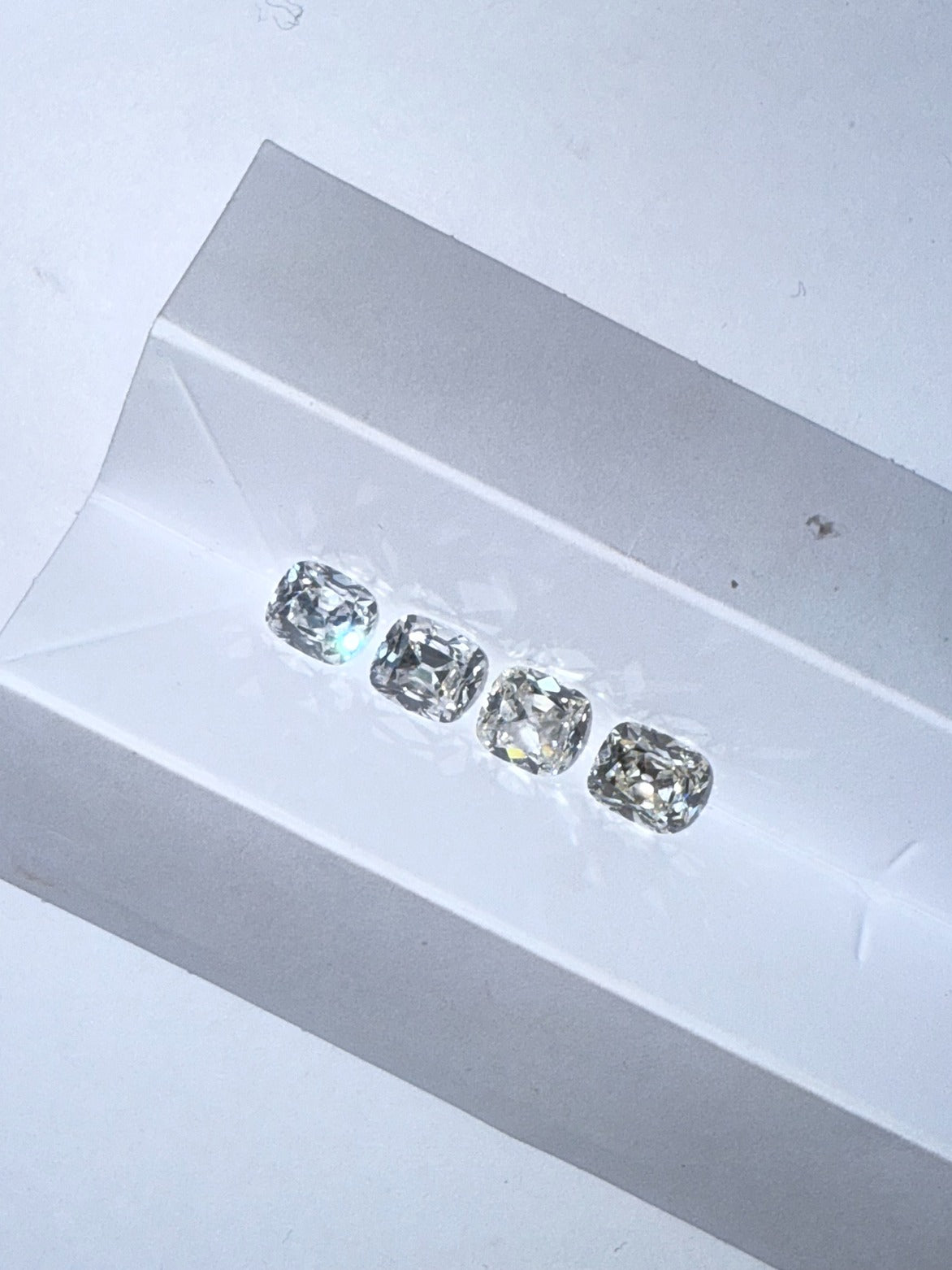 close up of old mine cut diamonds